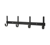 GoodHome Flat Profile Matt Black Steel 4 Hook Rail (L)450mm (H)120mm
