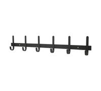 GoodHome Flat Profile Matt Black Steel 6 Hook Rail (L)650mm (H)120mm