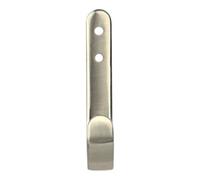 GoodHome Flat Profile Nickel Effect Zinc Alloy Wall-Mounted J-Shaped Single Hook (H)90mm (D)40mm