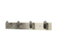 GoodHome Flat Profile Satin Grey Nickel Effect Stainless Steel 4 Hook Rail (L)420mm (H)75mm