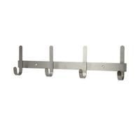 GoodHome Flat Profile Satin Grey Nickel Effect Stainless Steel 4 Hook Rail (L)450mm (H)120mm