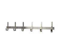 GoodHome Flat Profile Satin Grey Nickel Effect Stainless Steel 6 Hook Rail (L)650mm (H)120mm