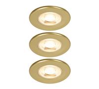GoodHome Gamow Matt Gold Effect Fixed Led Fir Warm & Neutral Downlight 5W Ip65, Pack Of 3