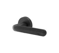 GoodHome Garlan Brushed Grey Titanium Effect Aluminium & Zamak Straight Lever On Rose Door Handle (L)125mm, Pair