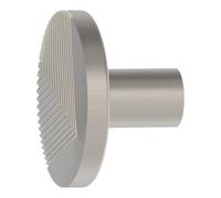 GoodHome Garlan Satin Aluminium Nickel Effect Round Furniture Knob (Dia)34mm, Pack Of 2