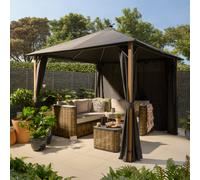 GoodHome Gening Dark Shadow Apex Quick Pitch Square Gazebo Tent (H) 2.86M (W) 3M (D) 3M