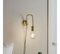 GoodHome Ghlin Industrial Gold Effect Plug-In Wall Light