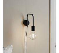 GoodHome Ghlin Industrial Matt Black Plug-In Wall Light