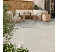 GoodHome Gibil Greige Matt Stone Effect Textured Porcelain Outdoor Floor Tile, Pack Of 1, (L)900mm (W)600mm
