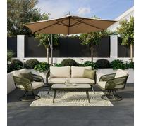 GoodHome Giza Green Metal 4 Seater Coffee Set