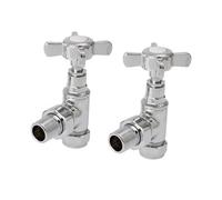 GoodHome Gloss Chrome Effect Angled Manual Radiator Valve (Dia)15mm, Pack Of 2