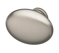 GoodHome Govlin Satin Zinc Alloy Nickel Effect Oval Furniture Knob (Dia)30mm, Pack Of 6