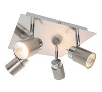 GoodHome Hades Plate Square Satin Nickel Effect 4 Light Spotlight