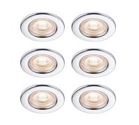 GoodHome Hodgkin Chrome Effect Fixed Led Fire-Rated Neutral White Downlight Ip65, Pack Of 6
