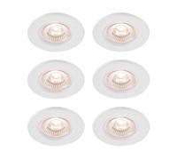 GoodHome Hodgkin Matt White Fixed Led Fire-Rated Neutral White Downlight Ip65, Pack Of 6