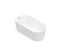 GoodHome Huron Gloss White Acrylic Single-Ended Oval Freestanding Bath (L)1600mm (W)750mm