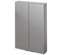 GoodHome Imandra Compact Gloss Anthracite Bathroom Double Wall Cabinet (H)90Cm (W)6Cm