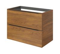 GoodHome Imandra Compact Walnut Effect Wall-Mounted Bathroom Cabinet (H) 600mm (W) 800mm