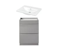 GoodHome Imandra Gloss Anthracite Freestanding Vanity Unit & Basin Set (W)604mm (H)944mm