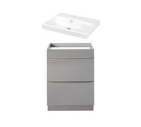 GoodHome Imandra Gloss Anthracite Wall-Mounted Vanity Unit & Basin Set (W)604mm (H)944mm