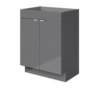 GoodHome Imandra Gloss Grey Double Bathroom Cabinet (H) 820mm (W) 600mm