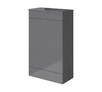 GoodHome Imandra Gloss Grey Modern Freestanding Toilet Cabinet (W)500mm (H)840mm