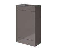 GoodHome Imandra Gloss Warm Grey Modern Freestanding Toilet Cabinet (W)500mm (H)840mm