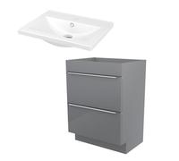 GoodHome Imandra Grey Freestanding Vanity Unit & Basin Set - Includes Nira Basin (W)604mm