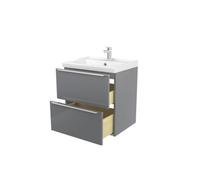 GoodHome Imandra Grey Freestanding Vanity Unit & Basin Set With 2 Chrome Effect Handle (W)604mm