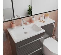 GoodHome Imandra Lh Gloss White P-Shaped Vanity Basin (W)110.4Cm