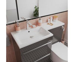 GoodHome Imandra Lh Gloss White P-Shaped Vanity Basin (W)110.4Cm