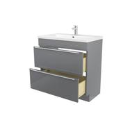 GoodHome Imandra Matt Grey Freestanding Vanity Unit & Basin Set With 2 Chrome Effect Handle (W)804mm (H)670mm