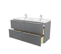 GoodHome Imandra Matt Grey Wall-Mounted Vanity Unit & Basin Set Black Handle (W)1204mm (H)575mm