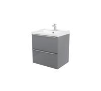 GoodHome Imandra Matt Grey Wall-Mounted Vanity Unit & Basin Set Black Handle (W)604mm (H)670mm