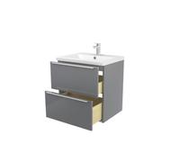 GoodHome Imandra Matt Grey Wall-Mounted Vanity Unit & Basin Set With 2 Chrome Effect Handle (W)604mm (H)575mm