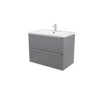 GoodHome Imandra Matt Grey Wall-Mounted Vanity Unit & Basin Set With 2 Chrome Effect Handle (W)804mm (H)670mm