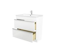 GoodHome Imandra Matt White Freestanding Vanity Unit & Basin Set With 2 Chrome Effect Handle (W)804mm (H)670mm