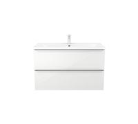 GoodHome Imandra Matt White Wall-Mounted Vanity Unit & Basin Set With 2 Chrome Effect Handle (W)1004mm (H)670mm