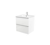 GoodHome Imandra Matt White Wall-Mounted Vanity Unit & Basin Set With 2 Chrome Effect Handle (W)604mm (H)670mm