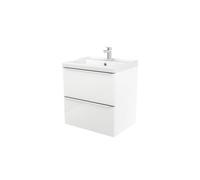 GoodHome Imandra Matt White Wall-Mounted Vanity Unit & Basin Set With 2 Chrome Effect Handle (W)604mm (H)575mm