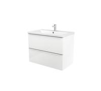 GoodHome Imandra Matt White Wall-Mounted Vanity Unit & Basin Set With 2 Chrome Effect Handle (W)804mm (H)575mm
