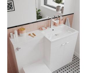 GoodHome Imandra Rh Gloss White P-Shaped Vanity Basin (W)110.4Cm
