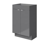 GoodHome Imandra Slimline Gloss Grey Double Bathroom Cabinet (H) 820mm (W) 500mm