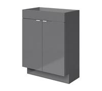 GoodHome Imandra Slimline Gloss Grey Double Bathroom Cabinet (H) 820mm (W) 600mm