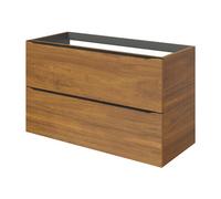 GoodHome Imandra Wide Walnut Effect Wall-Mounted Bathroom Cabinet (H) 600mm (W) 1000mm