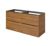 GoodHome Imandra Wide Walnut Effect Wall-Mounted Bathroom Cabinet (H) 600mm (W) 1200mm