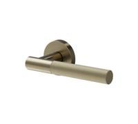 GoodHome Irus Brushed Antique Brass Effect Aluminium & Zamak Straight Lever On Rose Door Handle (L)140mm, Pair