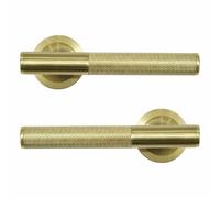 GoodHome Irus Brushed Brass Effect Round Latch Door Handle (L)150mm, Pair