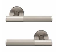 GoodHome Irus Brushed Nickel Effect Round Latch Door Handle (L)150mm, Pair