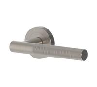 GoodHome Irus Grey Nickel Effect Zinc Alloy Straight Door Handle (L)140mm, Pair